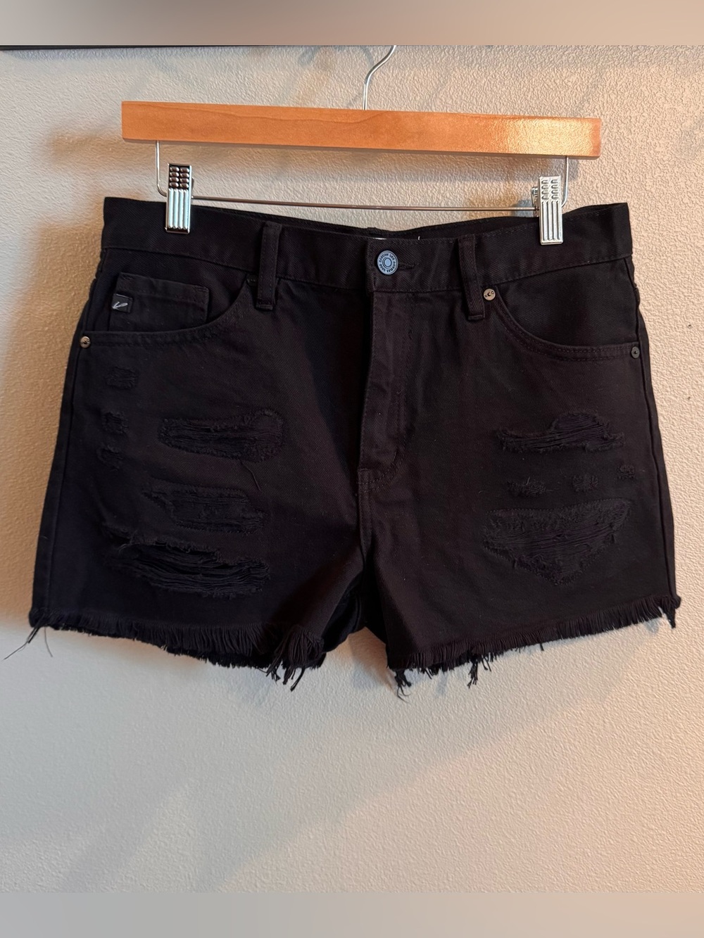⭐ 2/$20 KanCan Black Denim Frayed Hem and Distressing Shorts